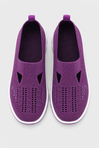 Zapatillas sin cordones para mujer de tejido de punto morado para caminar