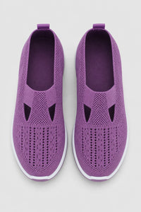 Zapatillas sin cordones para mujer de tejido de punto morado