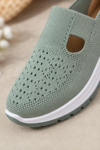 Zapatillas sin cordones para mujer de tejido de punto verde