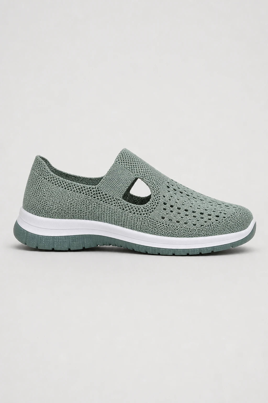 Zapatillas sin cordones para mujer de tejido de punto verde