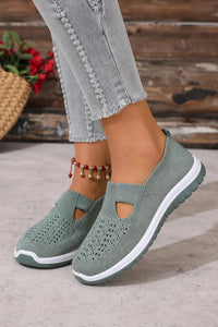 Zapatillas sin cordones para mujer de tejido de punto verde