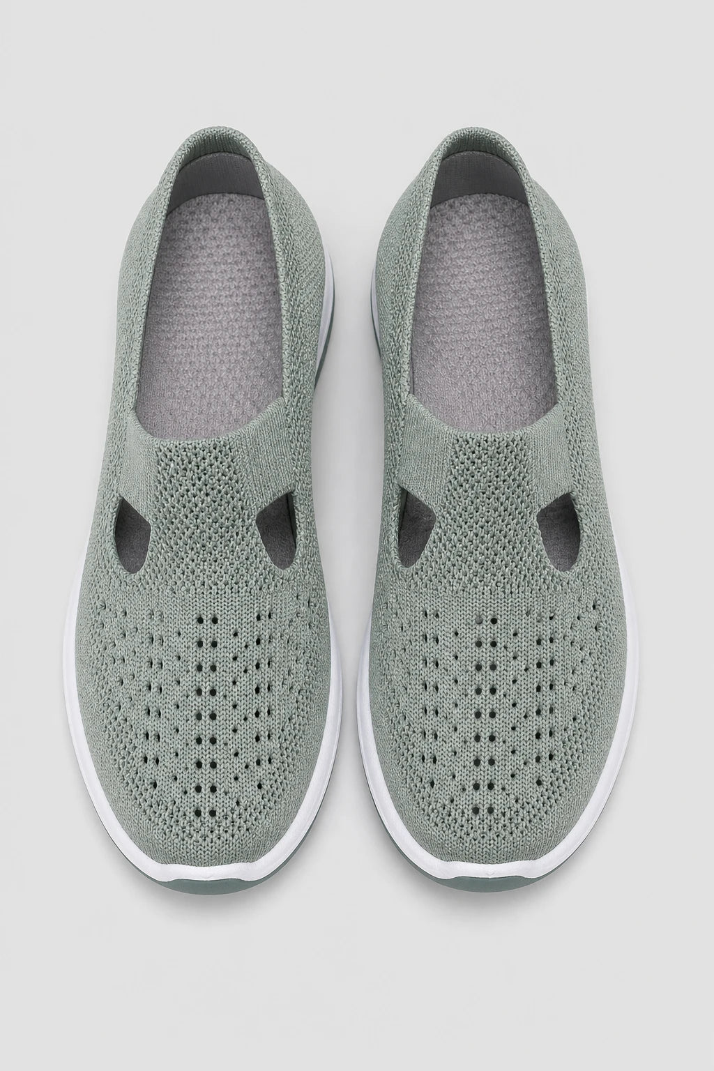 Zapatillas sin cordones para mujer de tejido de punto verde