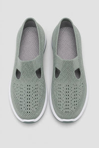 Zapatillas sin cordones para mujer de tejido de punto verde