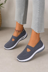 Zapatillas slip-on grises de tejido para mujer
