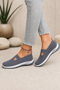Zapatillas slip-on grises de tejido para mujer