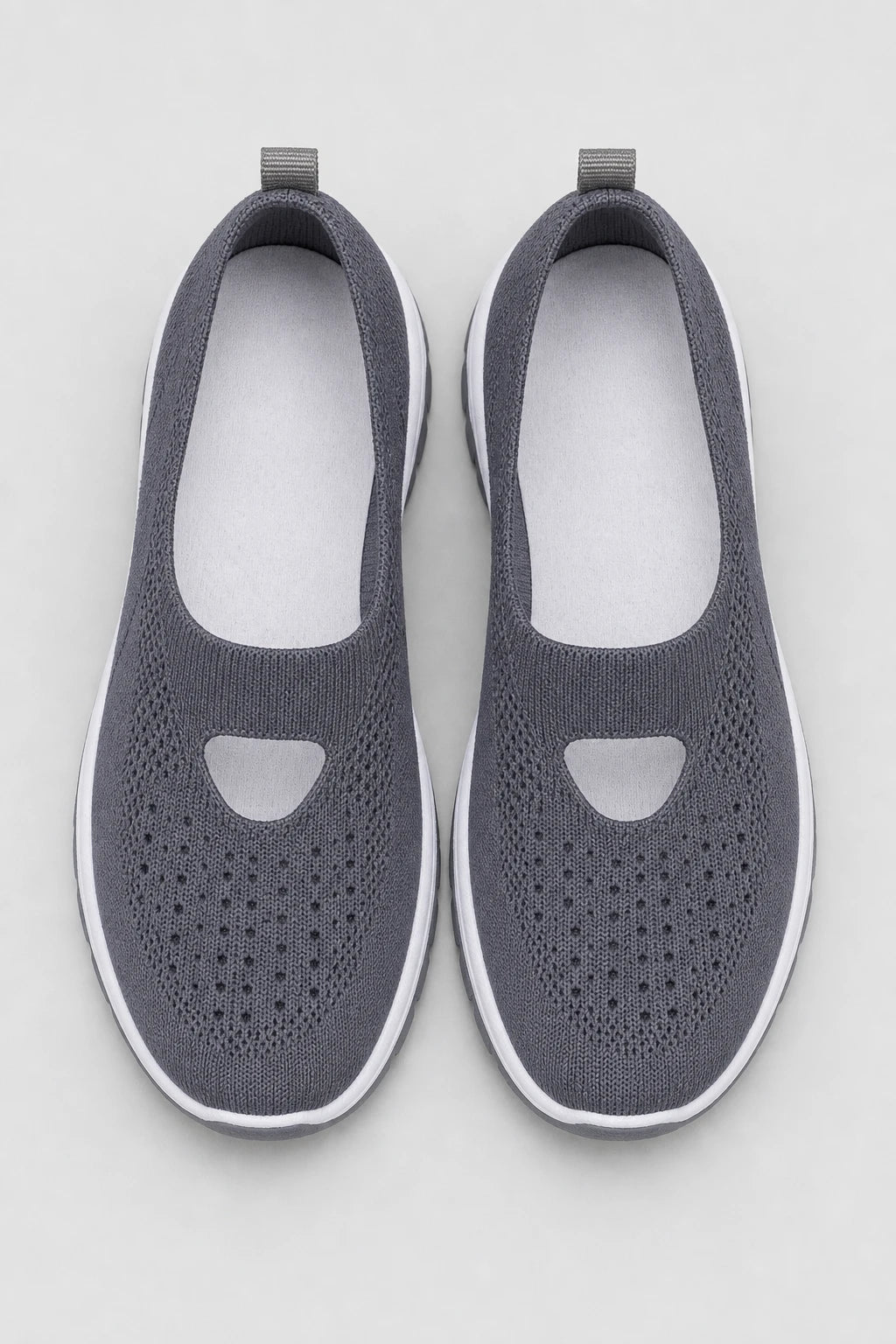 Zapatillas slip-on grises de tejido para mujer