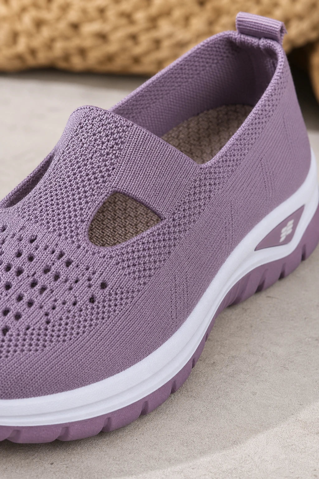 Zapatillas Tejidas Moradas Sin Cordones para Mujer