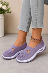 Zapatillas Tejidas Moradas Sin Cordones para Mujer