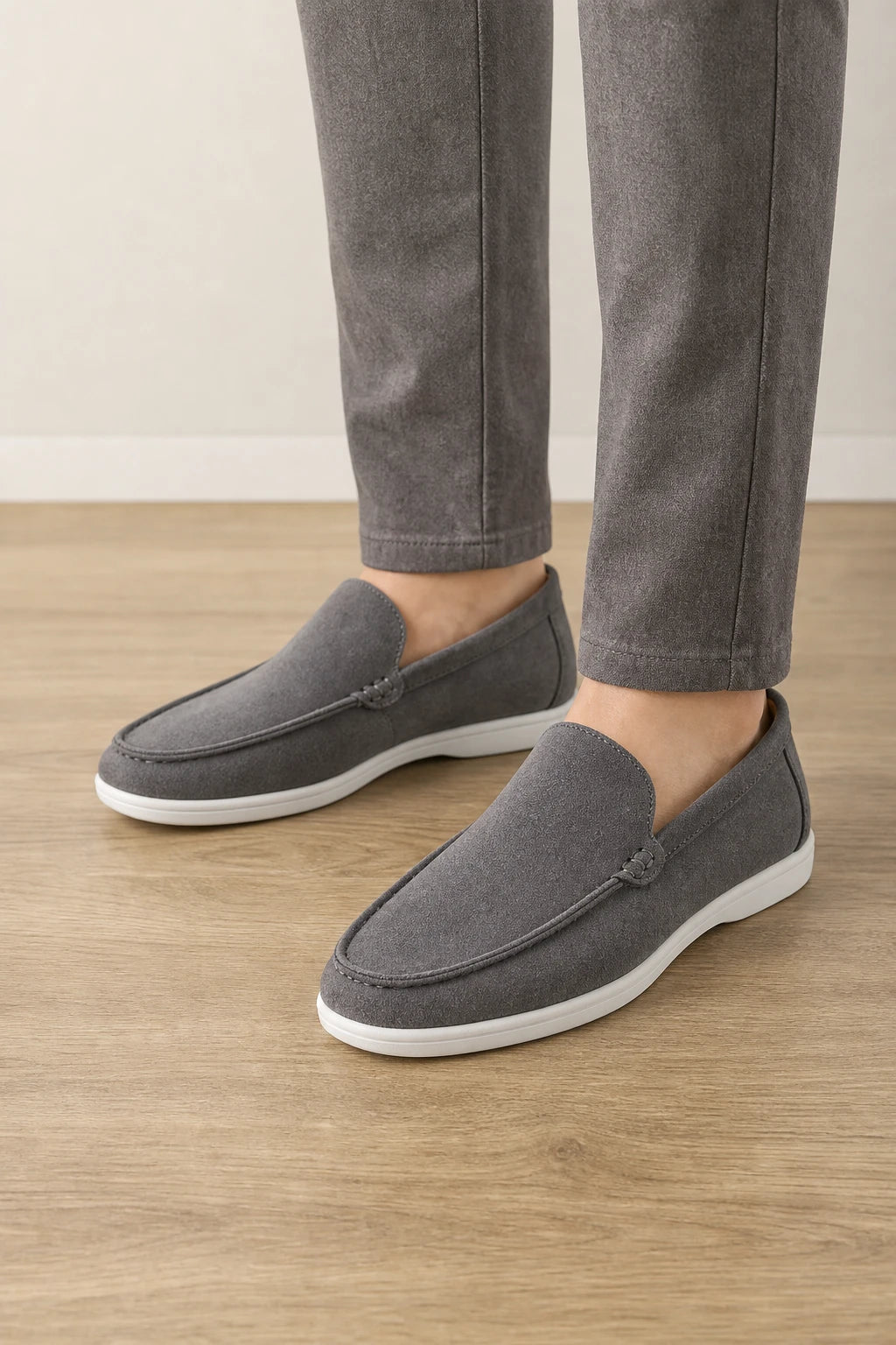 Zapato Mocasines Hombre Gamuza Sintética Sin Cordones