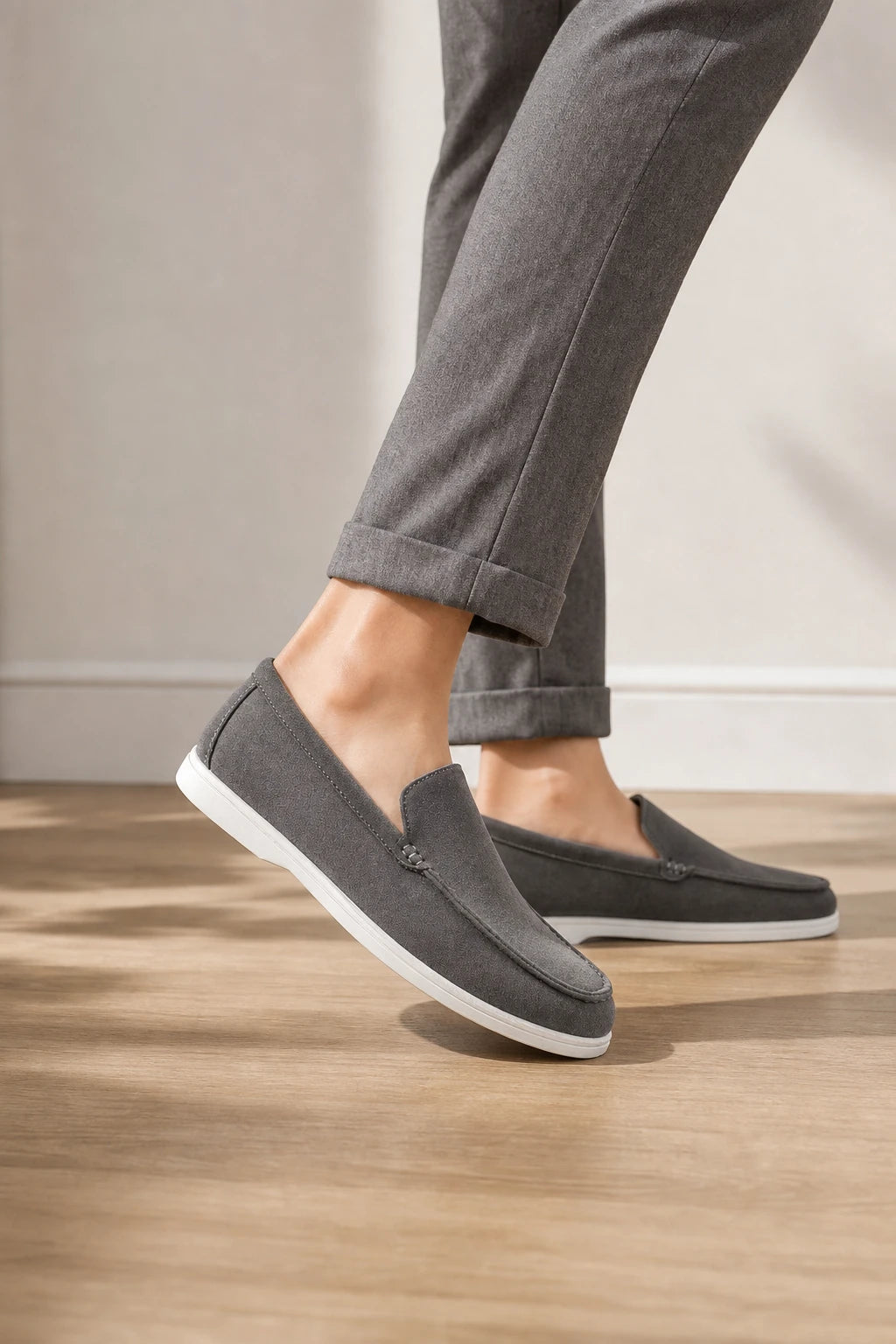 Zapato Mocasines Hombre Gamuza Sintética Sin Cordones