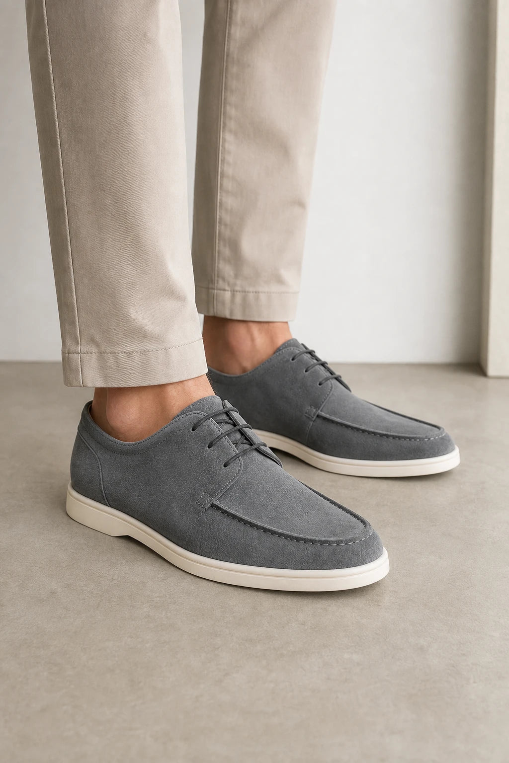 Zapatos De Vestir Hombre Modernos Gris Con Cordones