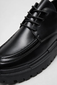 Zapatos De Vestir Hombre Negro Suela Gruesa Con Cordones