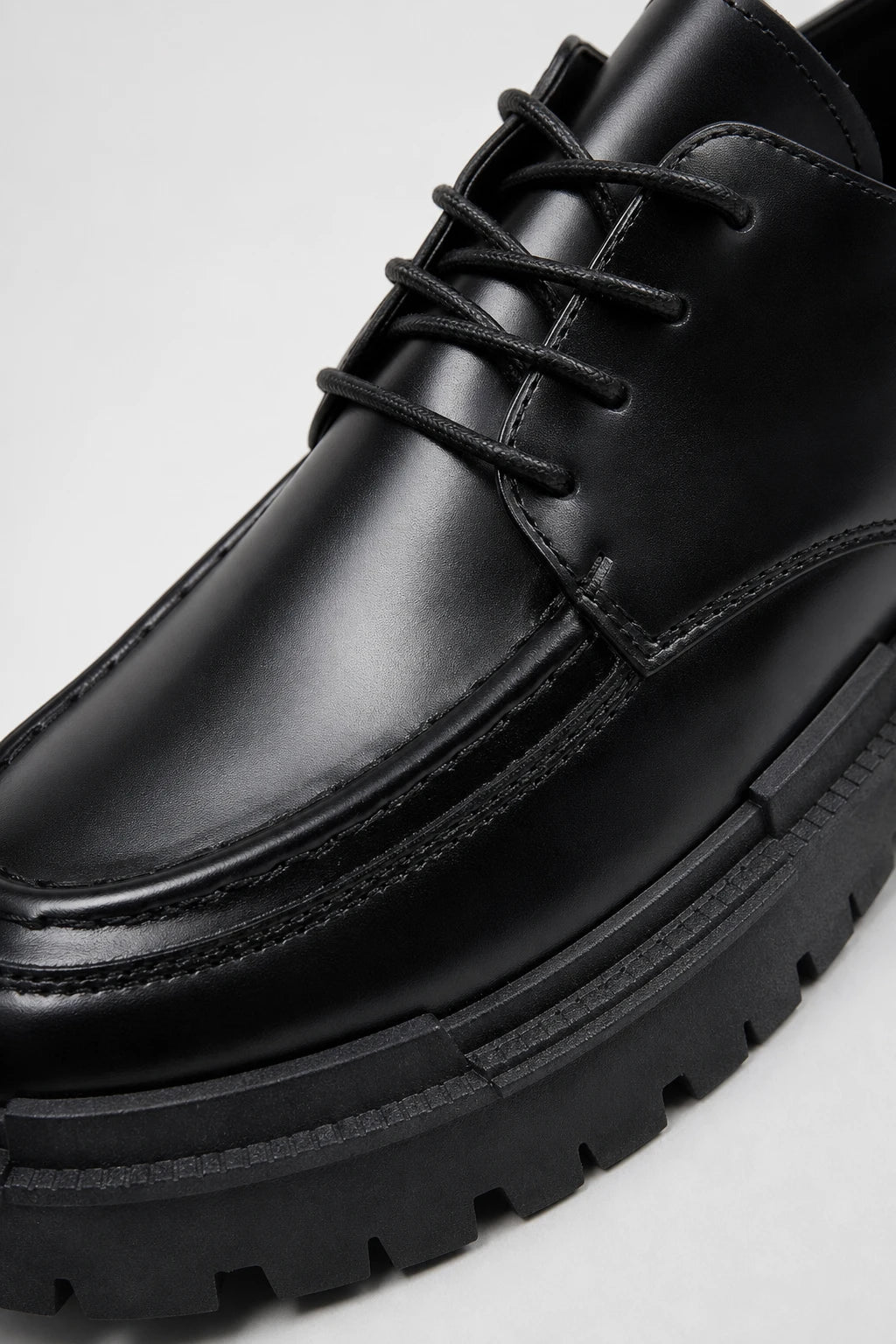 Zapatos De Vestir Hombre Negro Suela Gruesa Con Cordones