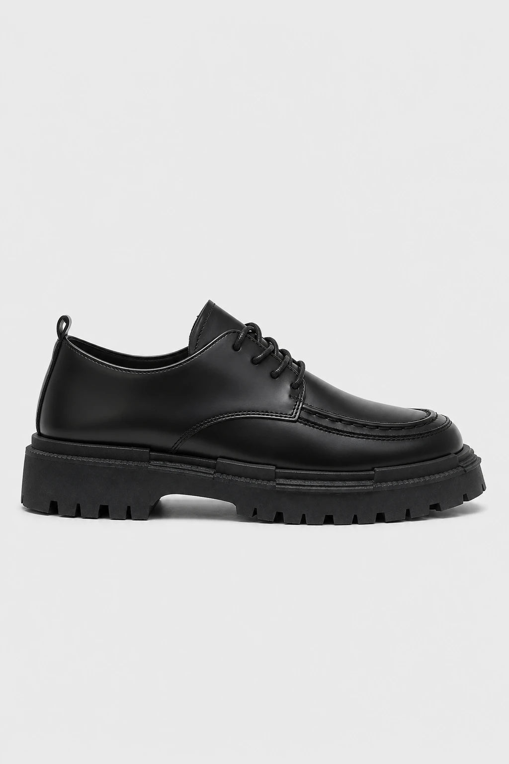 Zapatos De Vestir Hombre Negro Suela Gruesa Con Cordones