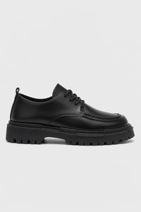 Zapatos De Vestir Hombre Negro Suela Gruesa Con Cordones