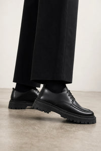 Zapatos De Vestir Hombre Negro Suela Gruesa Con Cordones