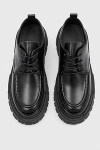 Zapatos De Vestir Hombre Negro Suela Gruesa Con Cordones