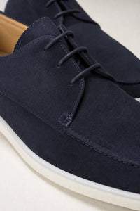 Zapatos Derby de Ante Azul Marino para Hombre con Cordones