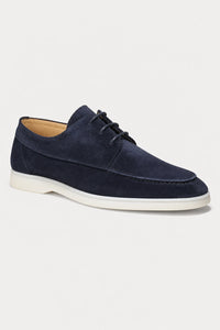 Zapatos Derby de Ante Azul Marino para Hombre con Cordones