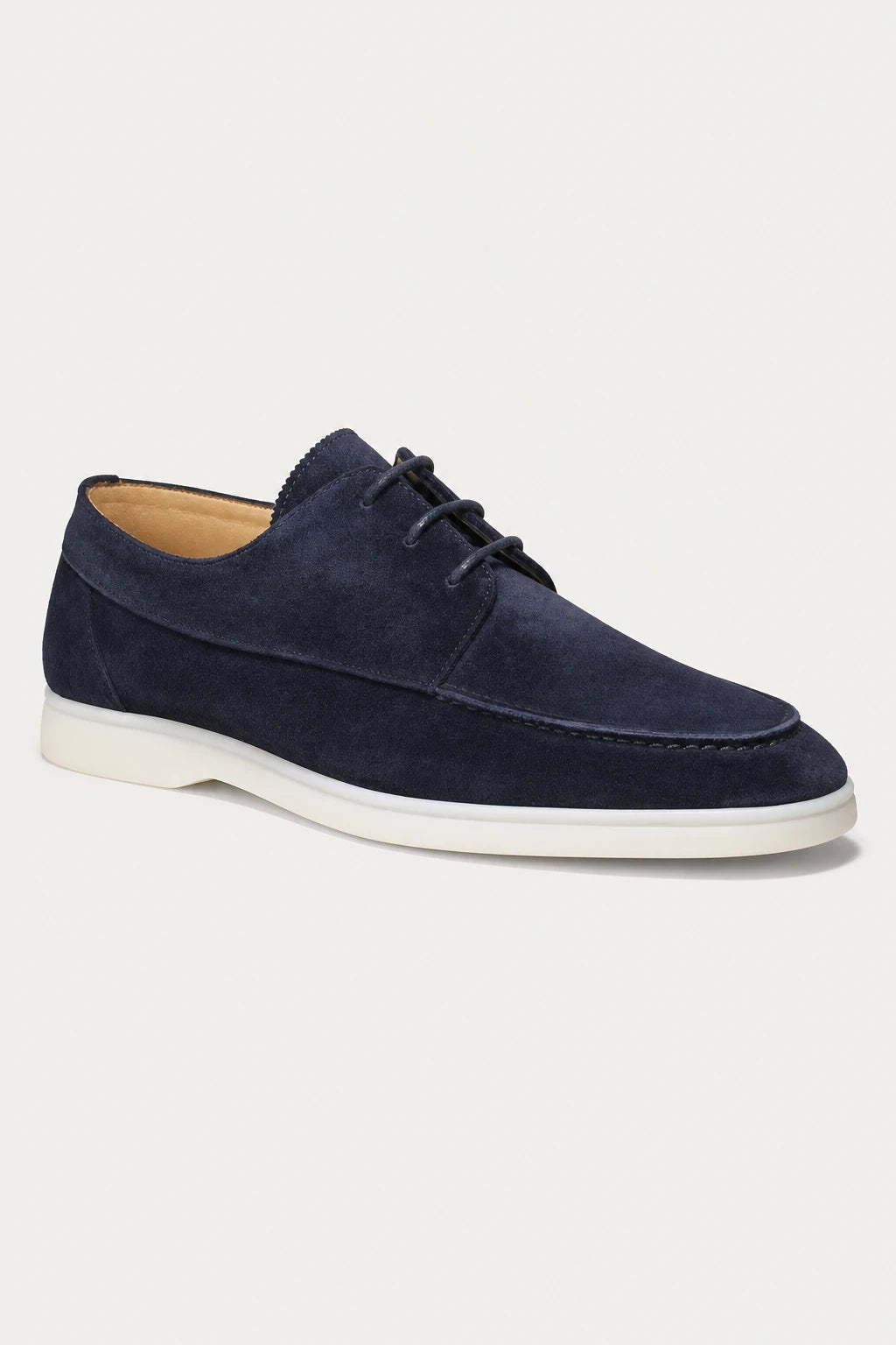 Zapatos Derby de Ante Azul Marino para Hombre con Cordones