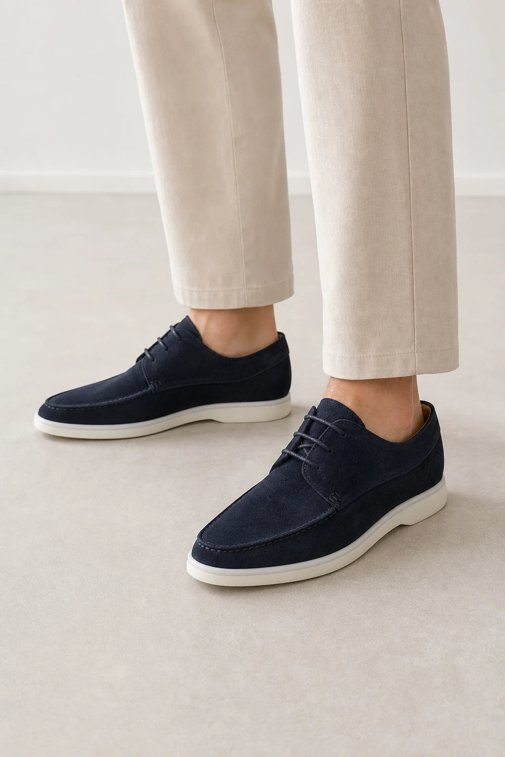 Zapatos Derby de Ante Azul Marino para Hombre con Cordones
