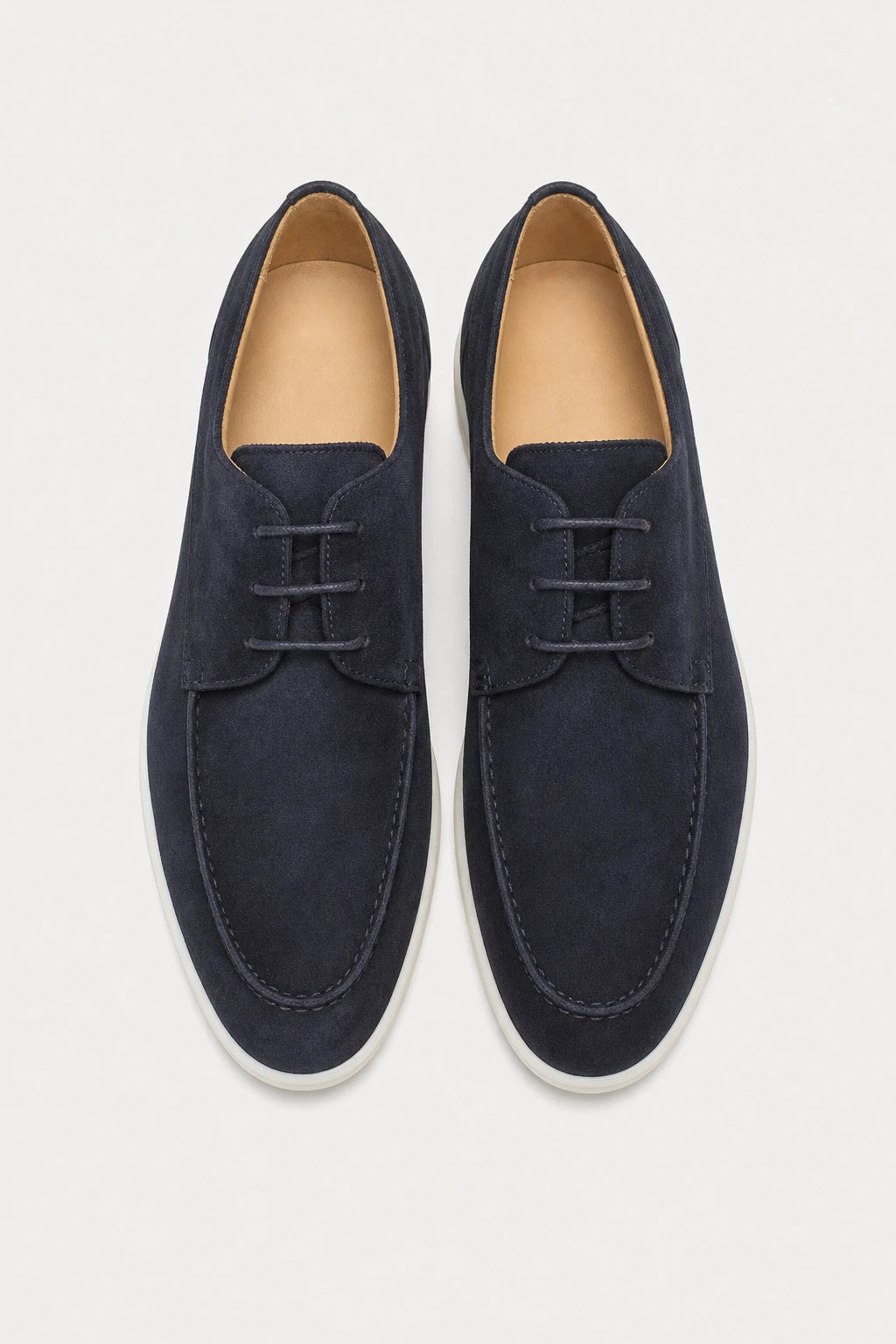 Zapatos Derby de Ante Azul Marino para Hombre con Cordones