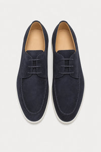Zapatos Derby de Ante Azul Marino para Hombre con Cordones