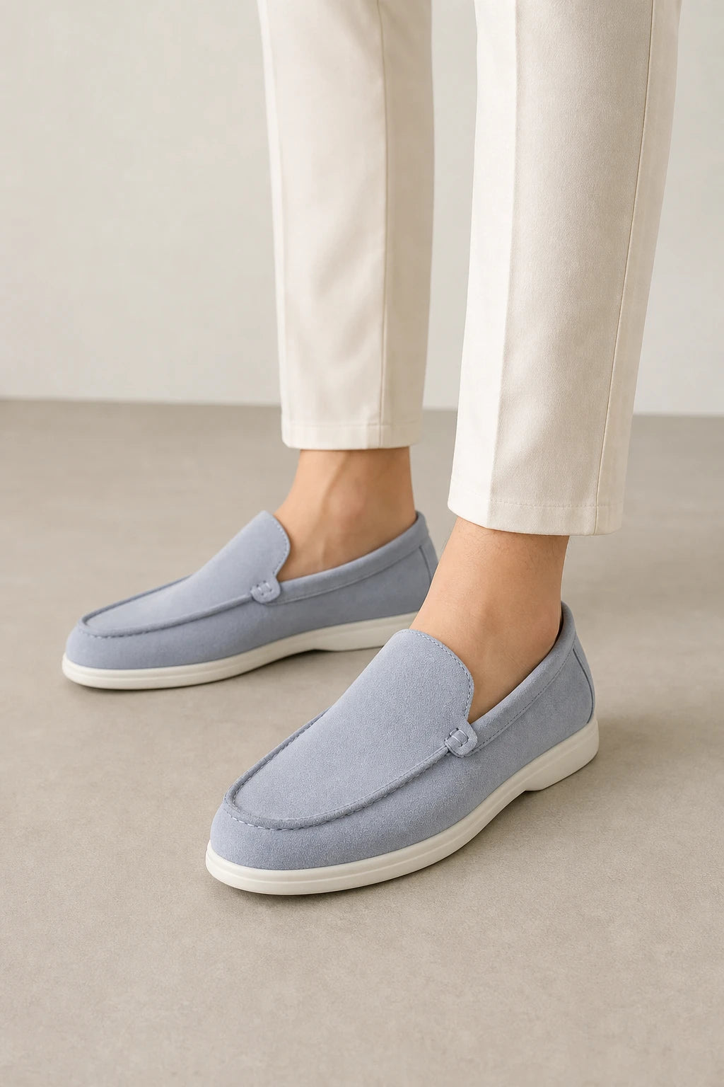 Zapatos Mocasines Hombres Gamuza Sin Cordones