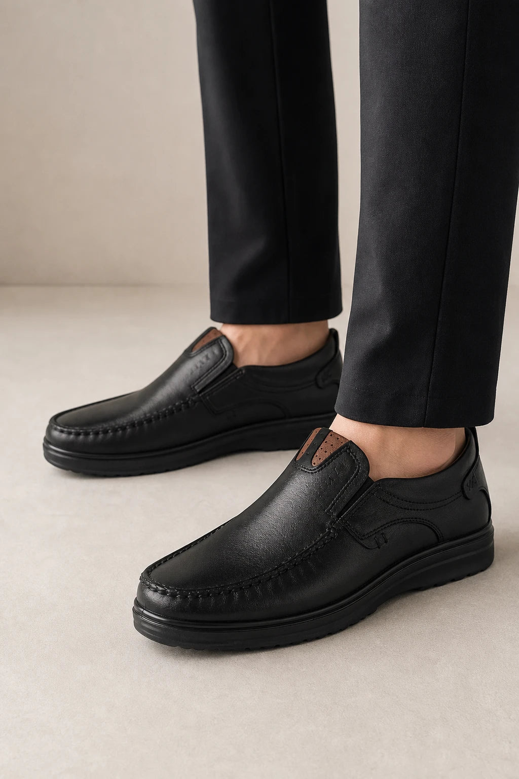 Zapatos Vestir Hombre De Cuero Sin Cordones