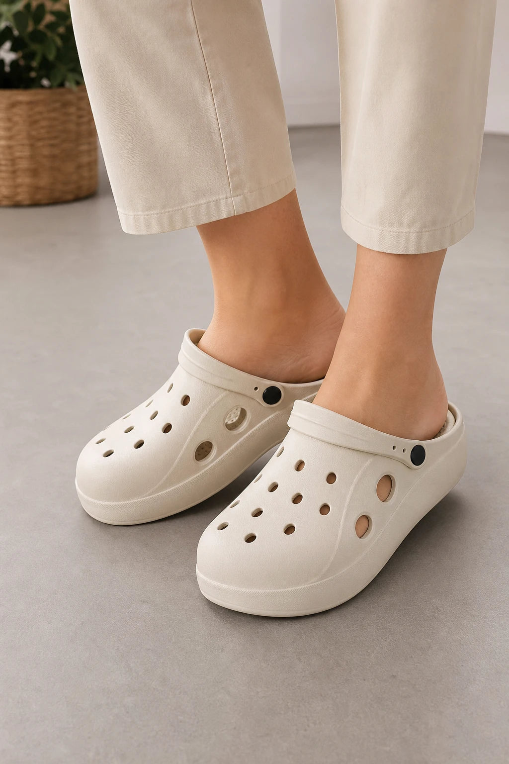 Zuecos Con Tacón De EVA Beige