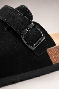 Zuecos Corcho Negro Gamuza