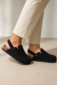 Zuecos Corcho Negro Gamuza