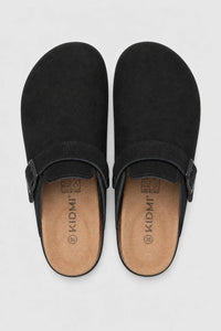 Zuecos Corcho Negro Gamuza