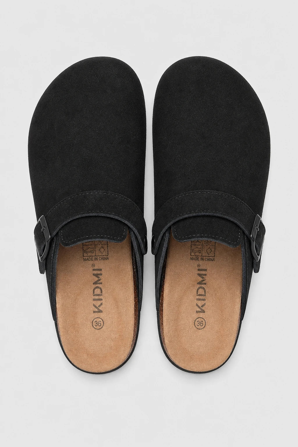 Zuecos Corcho Negro Gamuza